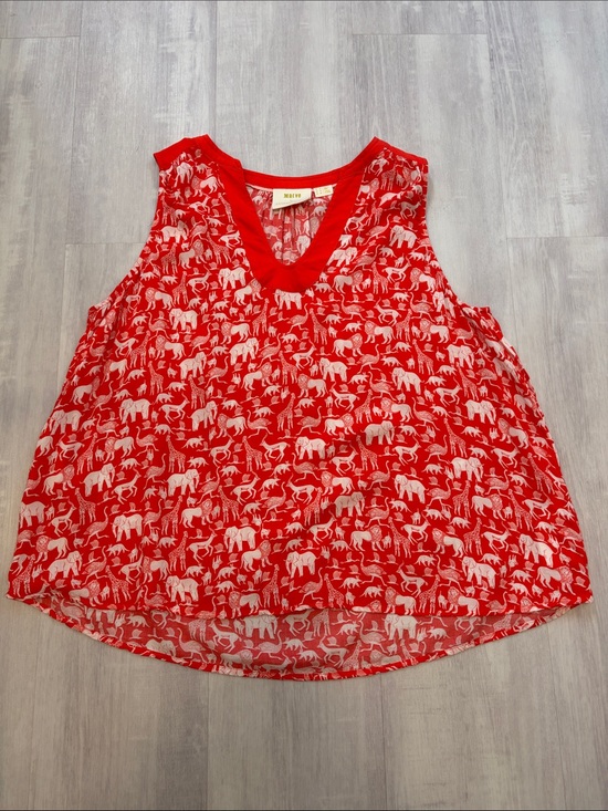 Anthropologie Tops - Maeve by Anthropologie Red and White Elephant Print Tank Top size 12